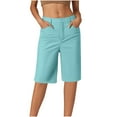 thumbnail image 1 of REALiKUN Bermuda Jean Shorts for Women High Waisted Trendy Stretchy Denim Shorts Knee Length Cutoff Loose Fit Long Shorts, 1 of 4