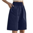 thumbnail image 1 of REALiKUN Bermuda Shorts for Women Knee Length Summer Casual Linen Long Shorts Loose High Waisted Short with Pockets, 1 of 1
