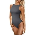 thumbnail image 1 of REALiKUN Bodysuits for Women Sexy Slim Crew Neck Sleeveless Body suits Racerback Halter Tank Top, 1 of 5