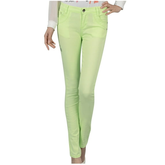 REALiKUN Business Casual Pants for Women Summer Fashion Slim Fit Denim Pant Dressy Full Length Jeggings Jeans Pants