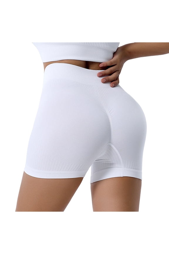 Butt Lifting Women's Ribbed Yoga Shorts High Waisted Seamless Scrunch Biker Shorts Active Athletic Workout Shorts