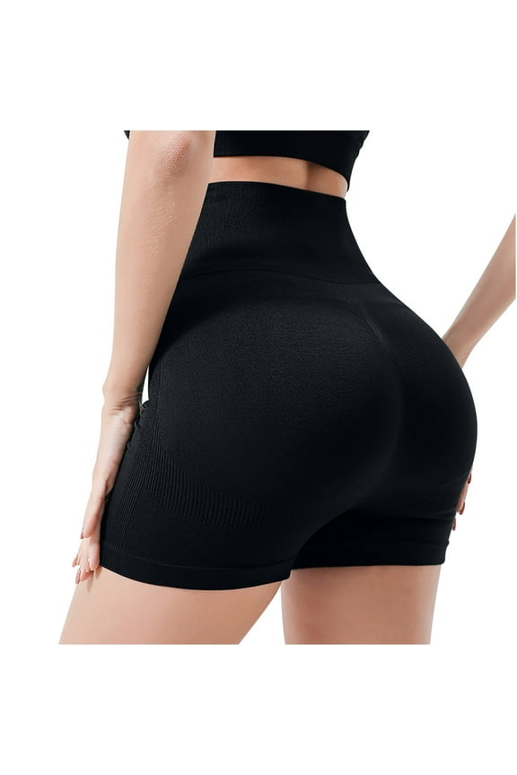 Butt Lifting Workout Shorts for Women Booty Seamless Scrunch Butt Gym Shorts High Waist Yoga Biker Shorts Black XL