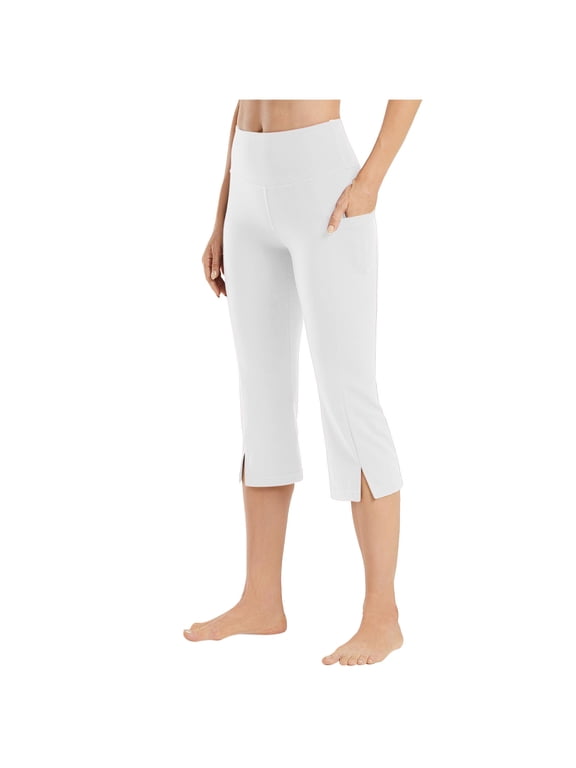 Capri Pants for Women Bootcut Yoga Pants with Pockets High Waisted Flare Leggings Casual Work Pants