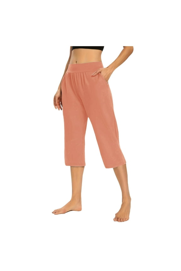 Capri Pants for Women Dressy Casual Stretch Lightweight Yoga Pants Capri Leggings with Pockets