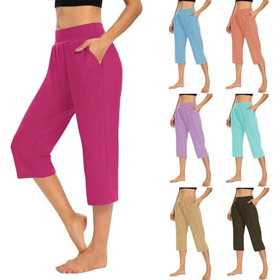 REALiKUN Capri Pants for Women Dressy Casual Stretch Lightweight Yoga Pants Capri Leggings with Pockets
