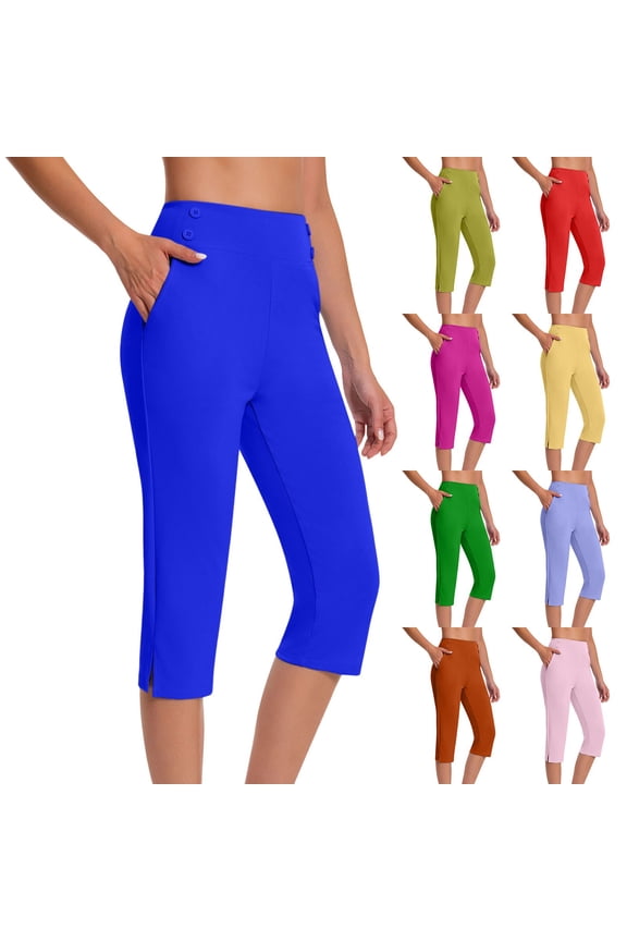 Capri Pants for Women Dressy Casual Summer High Waist Stretch Golf Cropped Pants Capris Work Slacks