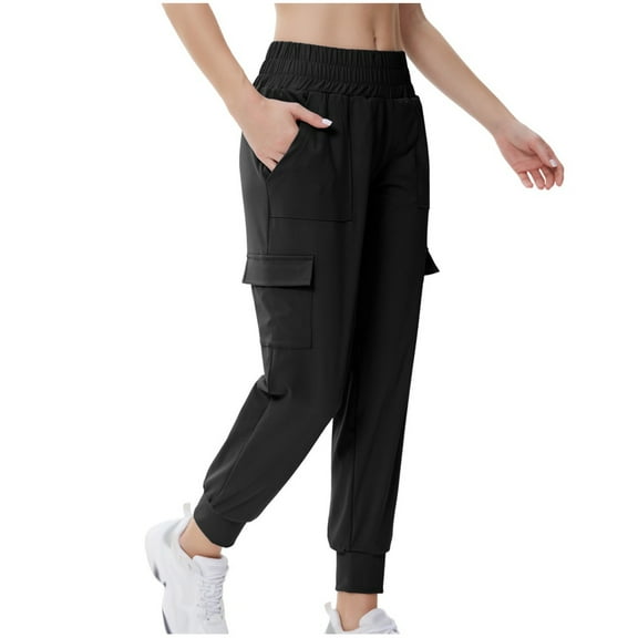 REALiKUN Cargo Jogger Pants for Women Cotton Mid Waist Track Cuff Lounge Sweatpant with Pockets