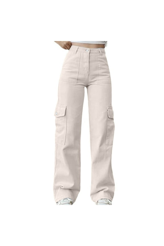 Cargo Pants Women High Waisted Straight Wide Leg Pants Lightweight Hiking Pants Wide Leg High Waist Casual Lounge