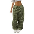 thumbnail image 1 of REALiKUN Cargo Pants for Women High Waisted Casual Baggy Wide Leg Rave Festival Outfits Streetwear with Pockets, 1 of 2