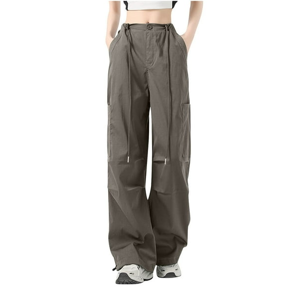 REALiKUN Cargo Pants for Women High Waisted Casual Trousers Baggy Stretchy Wide Leg Streetwear with Pockets
