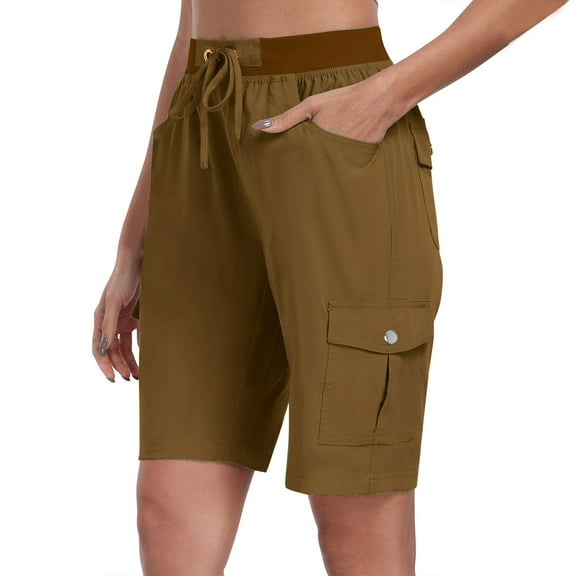 REALiKUN Cargo Shorts Women Summer Bermuda Shorts Knee Length Long Shorts Dressy Drawstring with Pockets