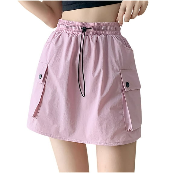 REALiKUN Cargo Skorts Women Hiking Pants Ladies Casual Shorts Y2K Parachute Pant Bermuda Short Skirt