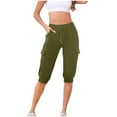 thumbnail image 1 of REALiKUN Cargo Sweat Shorts Women High Waisted Joggers Knee Length Drawstring Elastic Waist Athletic Running Short with Pockets, 1 of 8