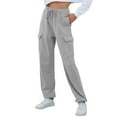 thumbnail image 1 of REALiKUN Cargo Sweatpants for Women High Waisted Drawstring Joggers Lounge Workout Loose fit Pants with Pockets, 1 of 7