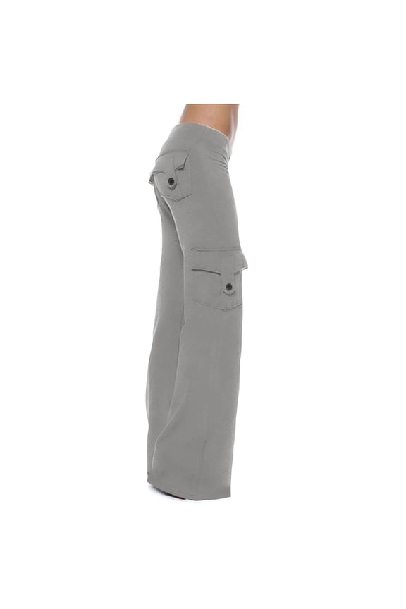 Cargo Yoga Pants for Women Trouser Style Flare Leggings with Pockets Boot Cut High Waist Long Workout Yoga Pants
