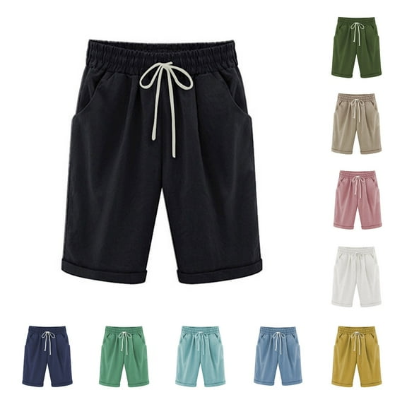 REALiKUN Casual Black Cotton Shorts (Women's)