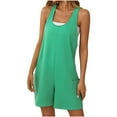 thumbnail image 1 of REALiKUN Casual Sleeveless Rompers for Women Summer Beach Vacation Stretchy Cotton Racerback Overall Shorts with Pockets, 1 of 5