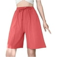 thumbnail image 1 of REALiKUN Comfy Lounge Shorts for Women Cotton Linen High Waist Shorts with Pocket Casual Summer Shorts Pants Outfits, 1 of 6