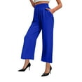 thumbnail image 1 of REALiKUN Cotton Linen Wide Leg Drawstring Flowy Pull on Pants Slacks Lounge Work Travel Summer Elastic Trousers, 1 of 6