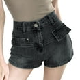 thumbnail image 1 of REALiKUN Denim Shorts Womens Summer Jeans Short Pants Casual Low Rise Button Up Stretch Jeans Streetwear with Pockets, 1 of 6