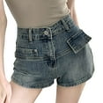 thumbnail image 1 of REALiKUN Denim Shorts Womens Summer Jeans Short Pants Casual Low Rise Button Up Stretch Jeans Streetwear with Pockets, 1 of 6