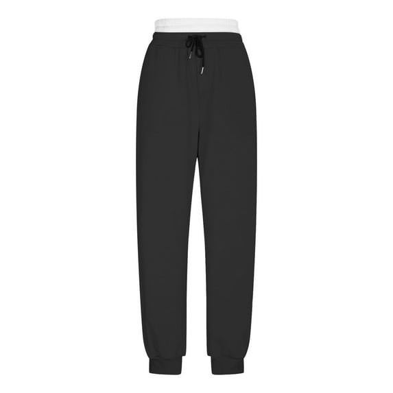 REALiKUN Double Waisted Sweatpants Men Women Baggy Sweatpants Straight Wide Leg Gym Track Pants Joggers with Pockets