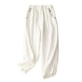 thumbnail image 1 of REALiKUN Flowy Pants for Women Summer Fashion Sagging High Waisted Elastic Pant Casual Loose Fit Slim Trousers with Pockets, 1 of 5