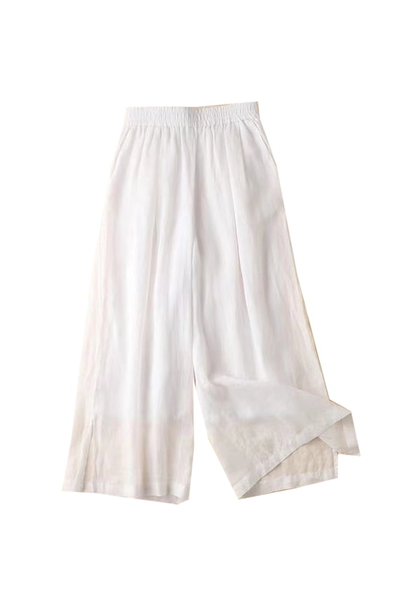 Flowy Pants for Women Summer Fashion Sagging High Waisted Elastic Pant Casual Loose Fit Slim Trousers with Pockets