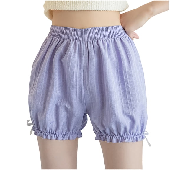 REALiKUN Front Crotch Ice Silk Safety Shorts,Women Seamless Safety Pants for Matching Skirts Dresses Purple XXL