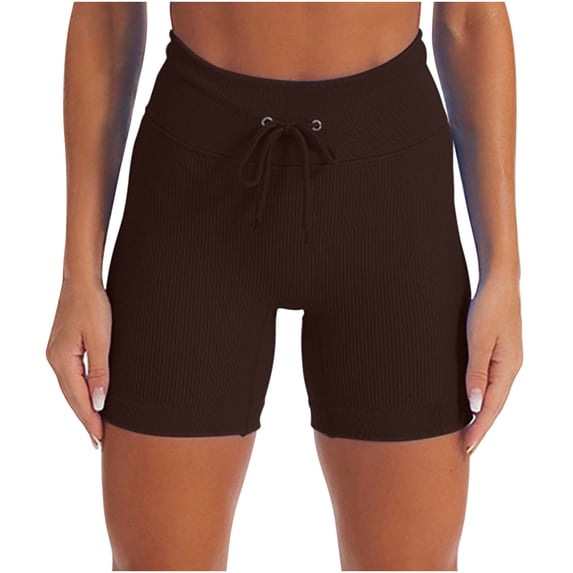 REALiKUN Gym Shorts for Women High Waist Hide Drawstring Workout Shorts Breathable Mid Thigh Yoga Pants