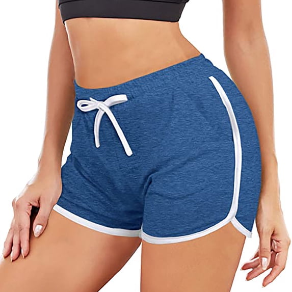 REALiKUN Hem Shorts for Women Sport Booty Shorts Casual Summer Athletic Shorts Breathable Gym Workout Shorts 2PCS Blue XXL
