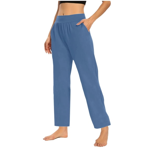 REALiKUN High Waist Yoga Pants for Women Casual Solid Color Straight Leg Trousers Comfy Soft Workout Athletic Pants