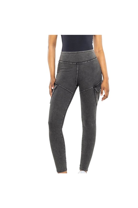 High Waisted Cargo Pants for Women Stretch Slim Fit with Side Pockets Elastic Waist Casual Leggings Trendy Street