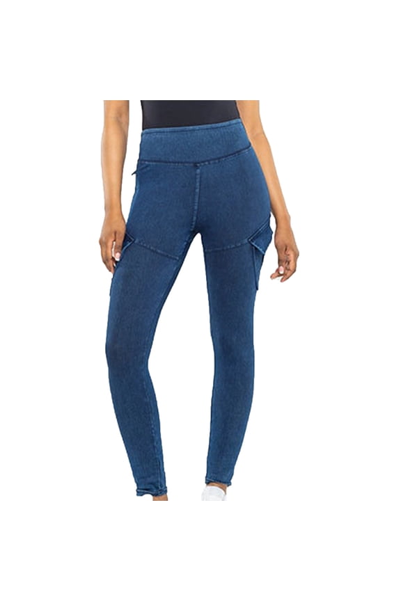 High Waisted Cargo Pants for Women Stretch Slim Fit with Side Pockets Elastic Waist Casual Leggings Trendy Street