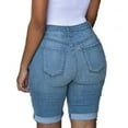 thumbnail image 1 of REALiKUN High Waisted Jean Shorts for Women Denim Ripped Stretchy Casual Summer Cutoff Shorts Blue 3XL, 1 of 4