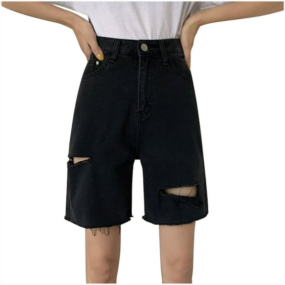 REALiKUN Jeans Shorts for Women Mid Rise Ripped Denim Shorts Summer Casual Pants