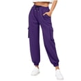 thumbnail image 1 of REALiKUN Jogging Pants for Women Fashion High Waisted Drawstring Sweatpants Loose Cargo Pants with Pockets, 1 of 7