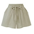 thumbnail image 1 of REALiKUN Linen Shorts for Women Fashion High Elastic Waist Comfy Lounge Summer Casual Shorts with Pockets, 1 of 4