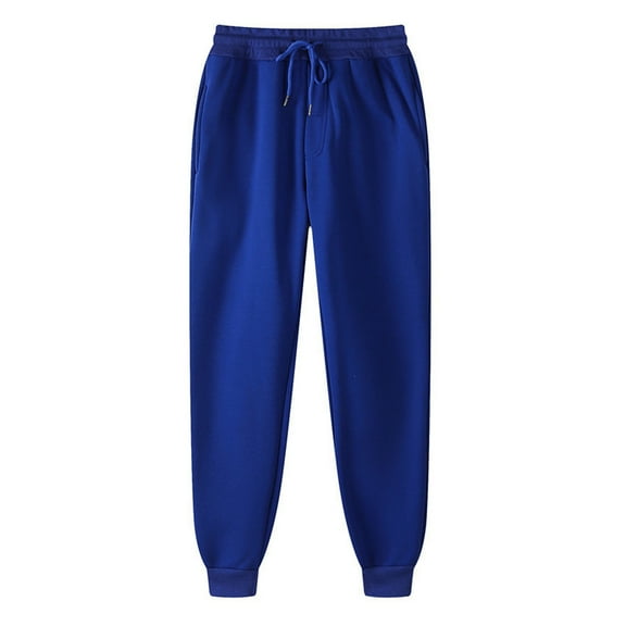 REALiKUN Men's Casual Fleece Jogger Sweatpants Hip-hop Pants Legging Padded Basic Solid Pants Blue M