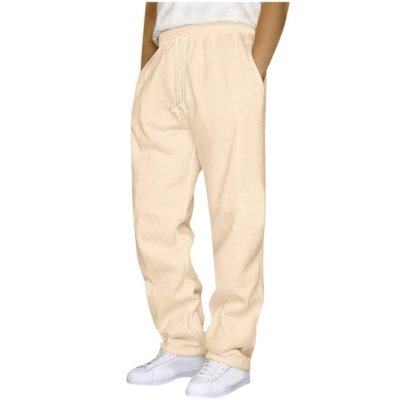 REALiKUN Men's Sweatpants Baggy Fit Straight Leg Open Bottom Elastic Drawstring Waist Lounge Running Athletic Joggers with Pockets