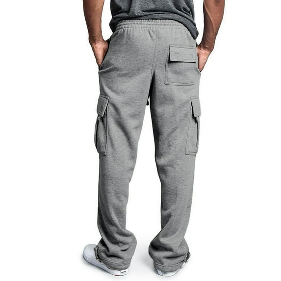 REALiKUN Mens Cargo Pants Relaxed Fit Drawstring Joggers Sweatpants for Men Workout Casual Long Trousers Gray M
