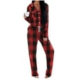 thumbnail image 1 of REALiKUN Pajama Sets for Women - 2 Piece Plaid Pajamas Button Down Pjs Long Sleeve Tops and Pants Set Soft Comfy Flannel Sleepwear, 1 of 4
