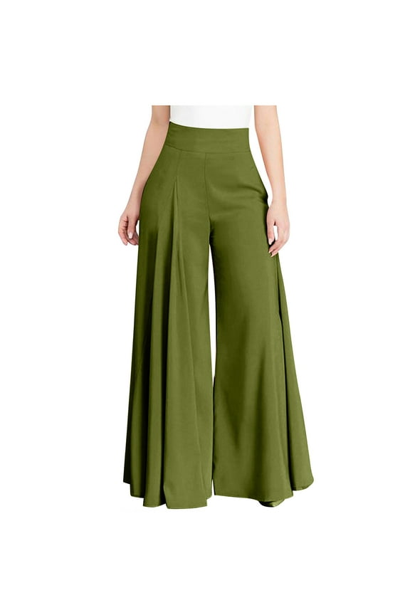 Palazzo Pants for Women Dressy High Waisted Flare Trousers Stylish Loose Lounge Pants Comfy Elegant Wide Leg Pant