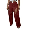 thumbnail image 1 of REALiKUN Pants for Women Cut Out Straight Leg High Waisted Pants Casual Loose Stretch Workout Trousers with Pockets, 1 of 5