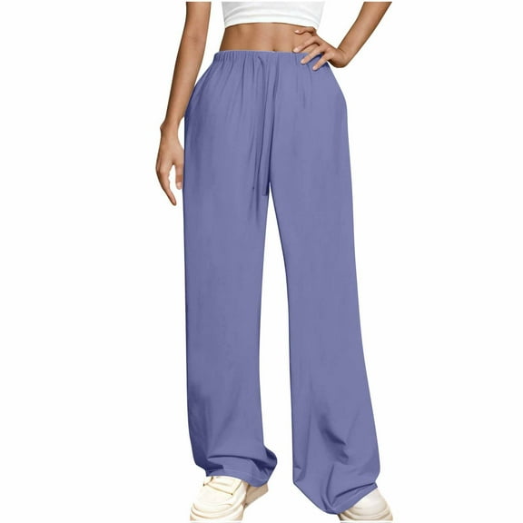 REALiKUN Pants for Women Plus Size Wide Leg Lounge Drawstring Pants Business Casual Yoga Sweatpants with Pockets