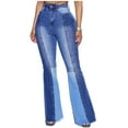 thumbnail image 1 of REALiKUN Patchwork Jeans for Women Streetwear Trendy Two Tone Flared Denim Color Block Jeans, 1 of 8