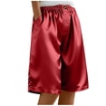 thumbnail image 1 of REALiKUN Satin Bermuda Shorts for Women Lounge Loose Fit Summer Spring Dressy Shorts Pockets Solid Button Fashion Outfits, 1 of 5
