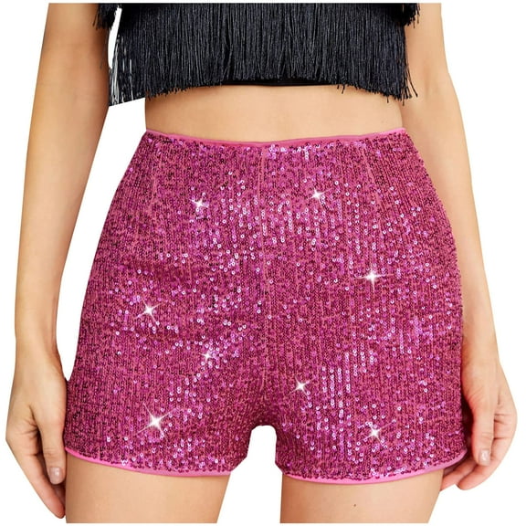 REALiKUN Sequin Shorts for Women Trendy High Waisted Sparkle Glitter Rave Party Clubwear Outfit Clothes