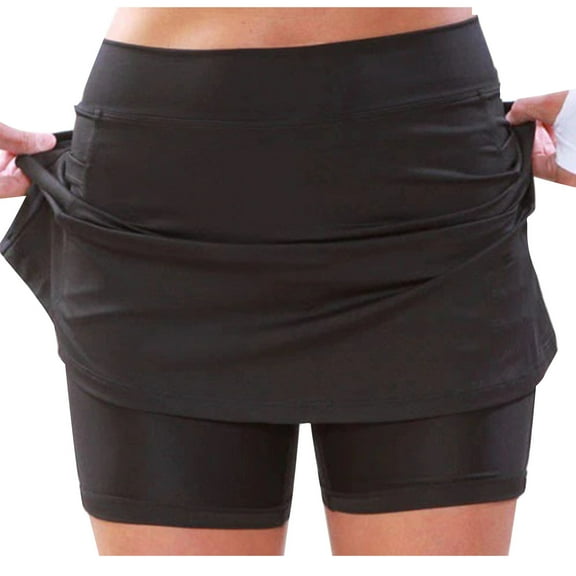 REALiKUN Skorts for Women Dressy Casual Plus Size High Waist Skirt with Shorts Underneath Tennis Skorts with Pockets