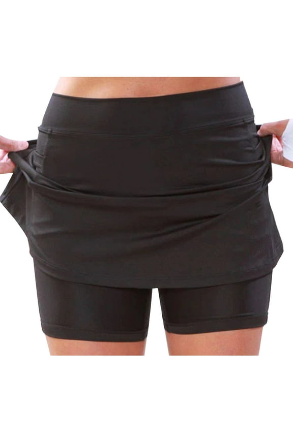 Skorts for Women Dressy Casual Plus Size High Waist Skirt with Shorts Underneath Tennis Skorts with Pockets